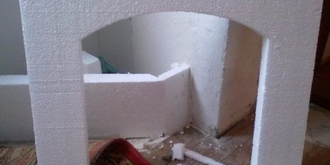 Falešný pěnový krb: jak to udělat sami, foto